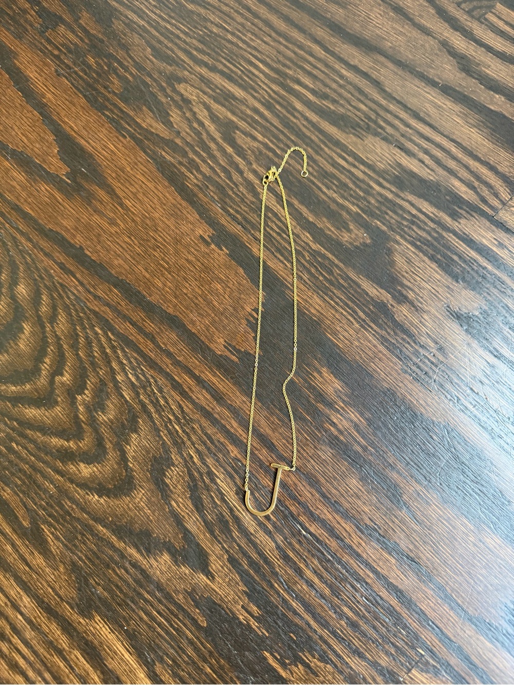 Gold-toned J Initial Pendant Necklace